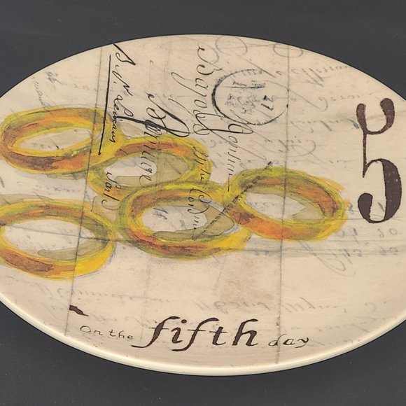 Williams-Sonoma 2009 "12 Days Of Christmas" Day 5 Salad Dessert Plates 8 3/4" - Picture 3 of 5